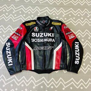 Joe Rocket SUZUKI Moto Racing Motorcycle Leather Jacket Embroidered